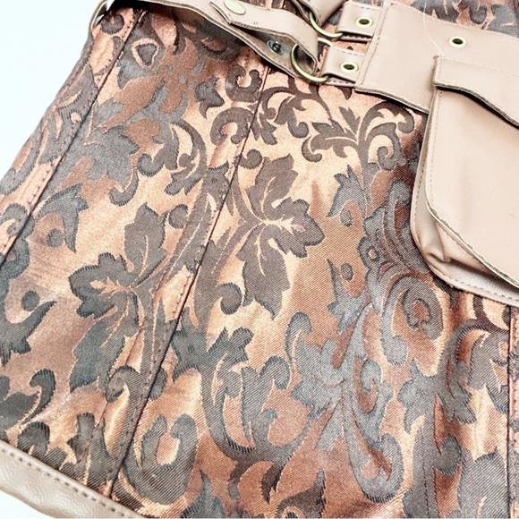 Bustier Corset Brown Brocade Lace Up Stretch Plus Size XXL Steampunk Pin-Up Goth - Picture 5 of 7